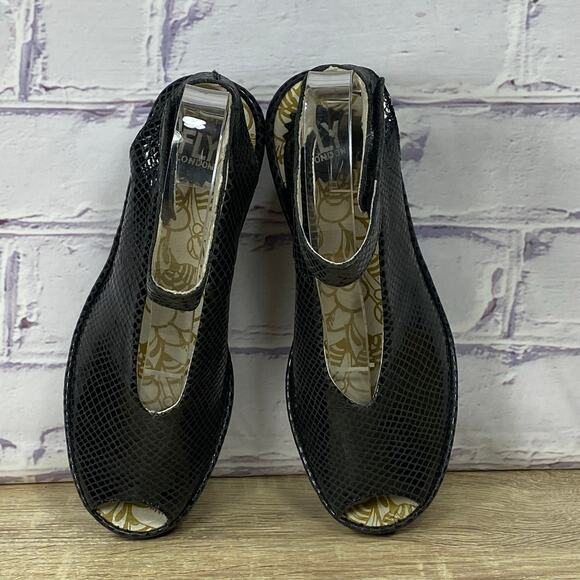 Fly London Black Wedge Sandals - Picture 5 of 8